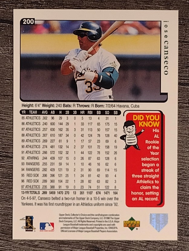 1998 Collector's Choice #200 Jose Canseco