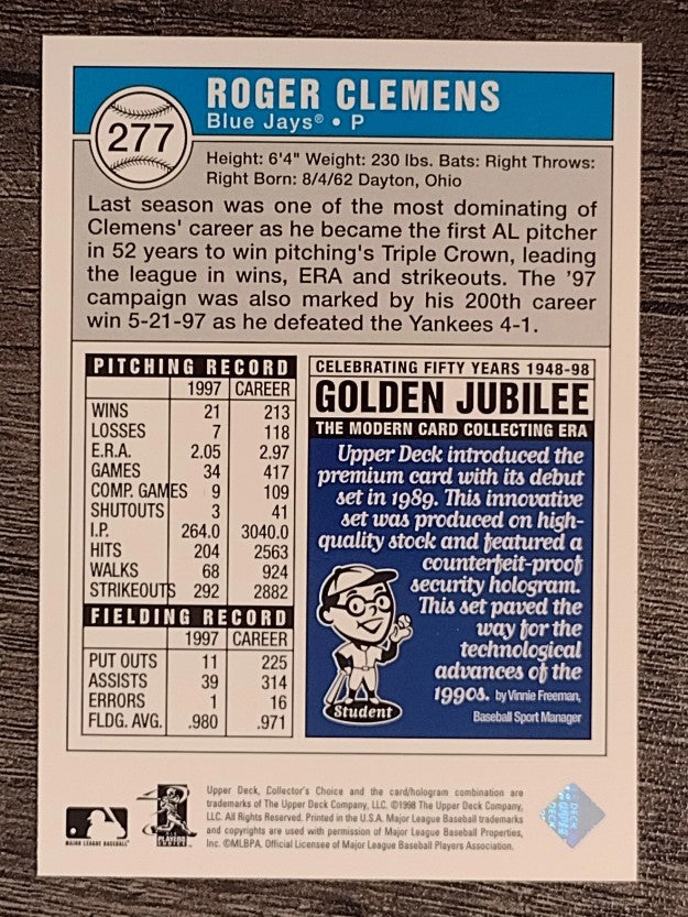 1998 Collector's Choice #277 Roger Clemens GJ