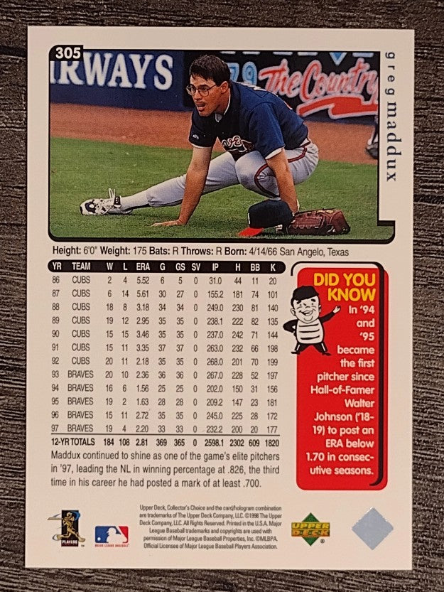 1998 Collector's Choice #305 Greg Maddux