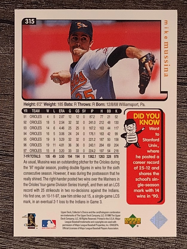1998 Collector's Choice #315 Mike Mussina