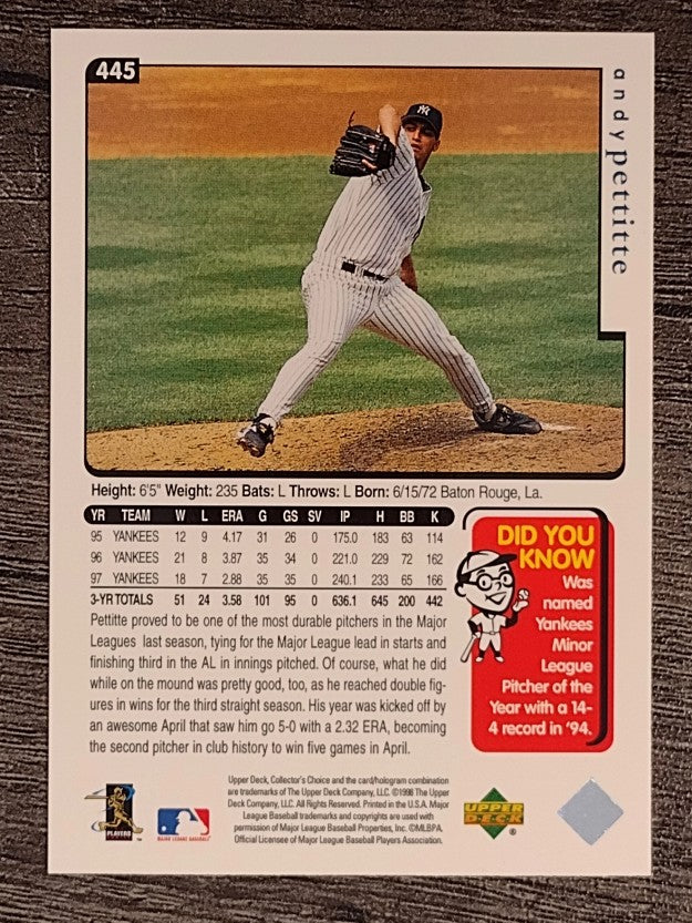 1998 Collector's Choice #445 Andy Pettitte