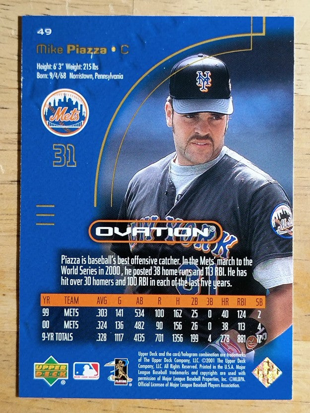 2001 Upper Deck Ovation #49 Mike Piazza