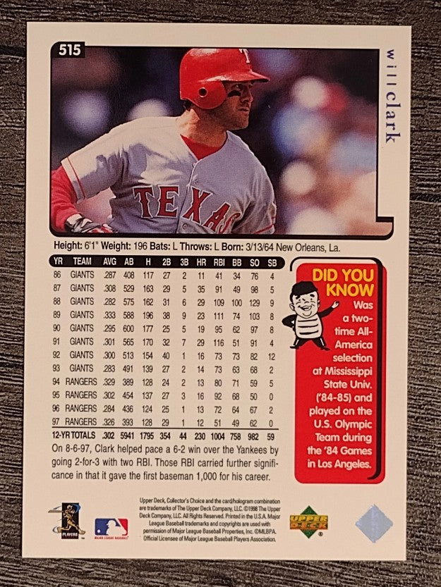 1998 Collector's Choice #515 Will Clark