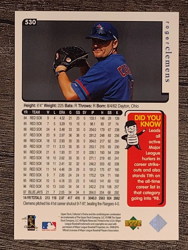 1998 Collector's Choice #530 Roger Clemens