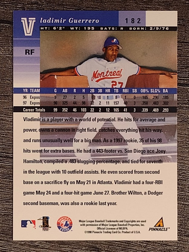 1998 Pinnacle Plus #182 Vladimir Guerrero