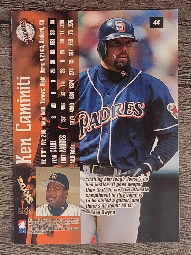 1998 SkyBox Dugout Axcess #44 Ken Caminiti