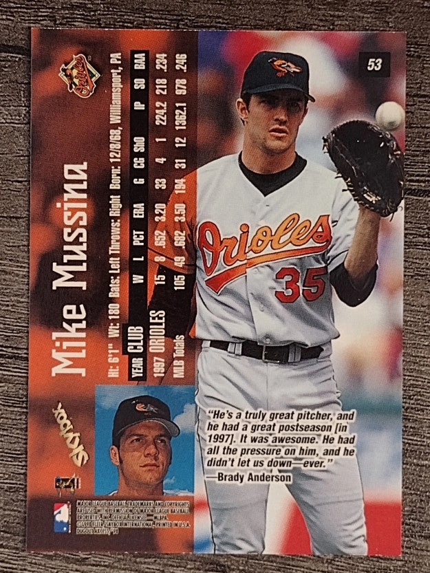 1998 SkyBox Dugout Axcess #53 Mike Mussina