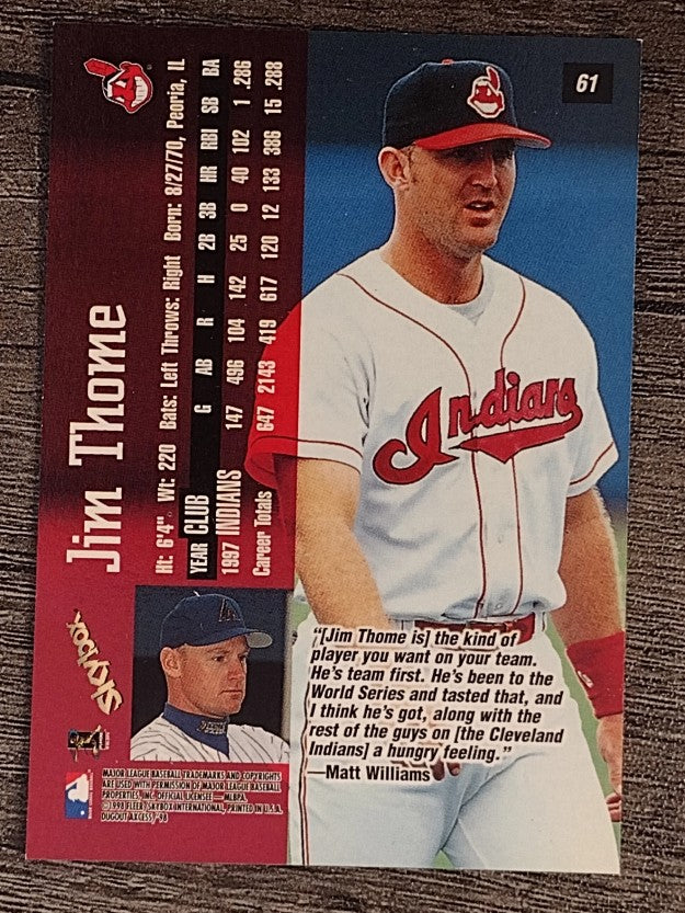 1998 SkyBox Dugout Axcess #61 Jim Thome