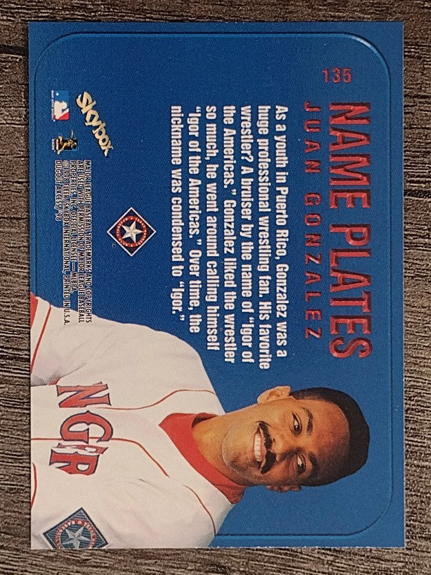 1998 SkyBox Dugout Axcess #135 Juan Gonzalez NAME