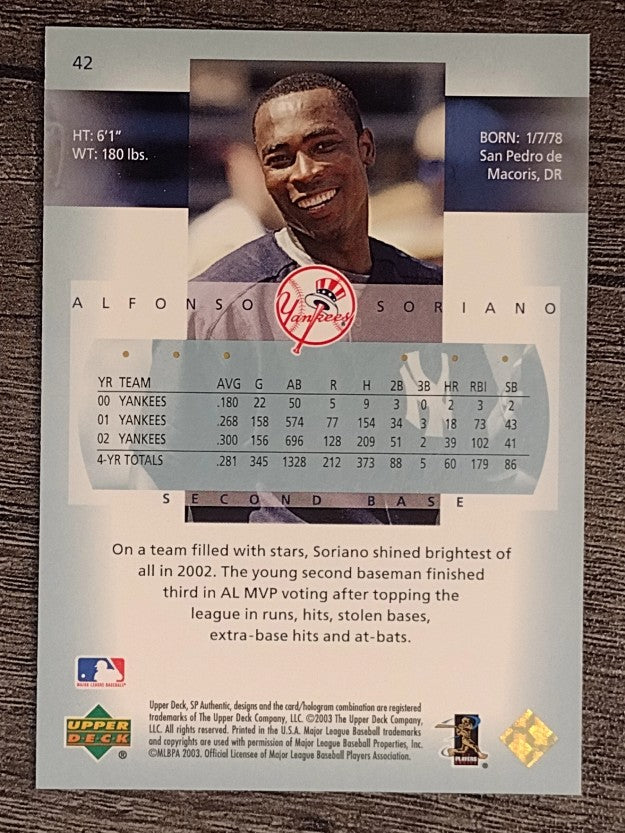 2003 SP Authentic #42 Alfonso Soriano