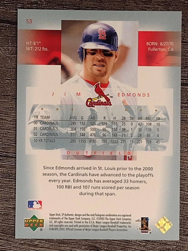 2003 SP Authentic #53 Jim Edmonds