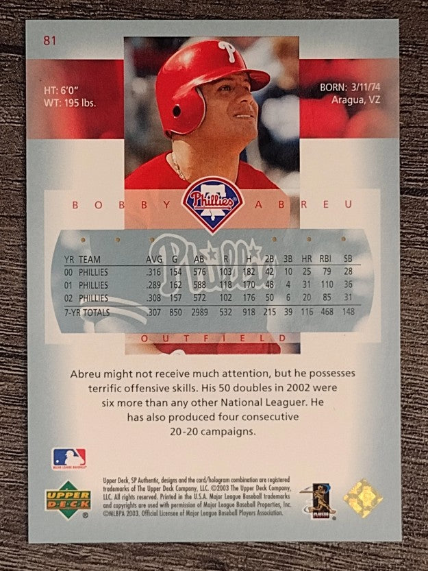 2003 SP Authentic #81 Bobby Abreu