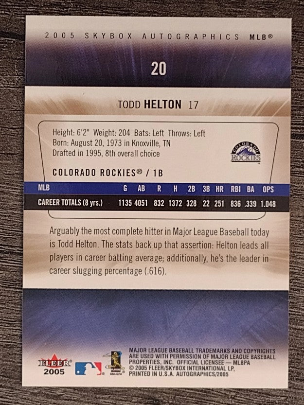 2005 SkyBox Autographics #20 Todd Helton