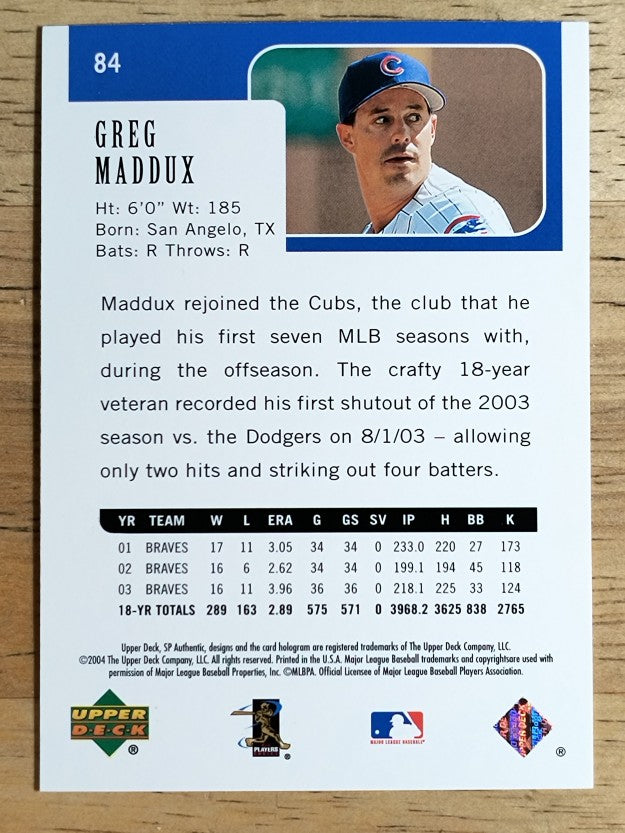 2004 SP Authentic #84 Greg Maddux