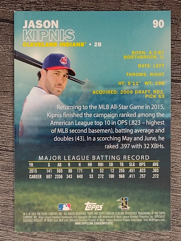 2016 Stadium Club #90 Jason Kipnis
