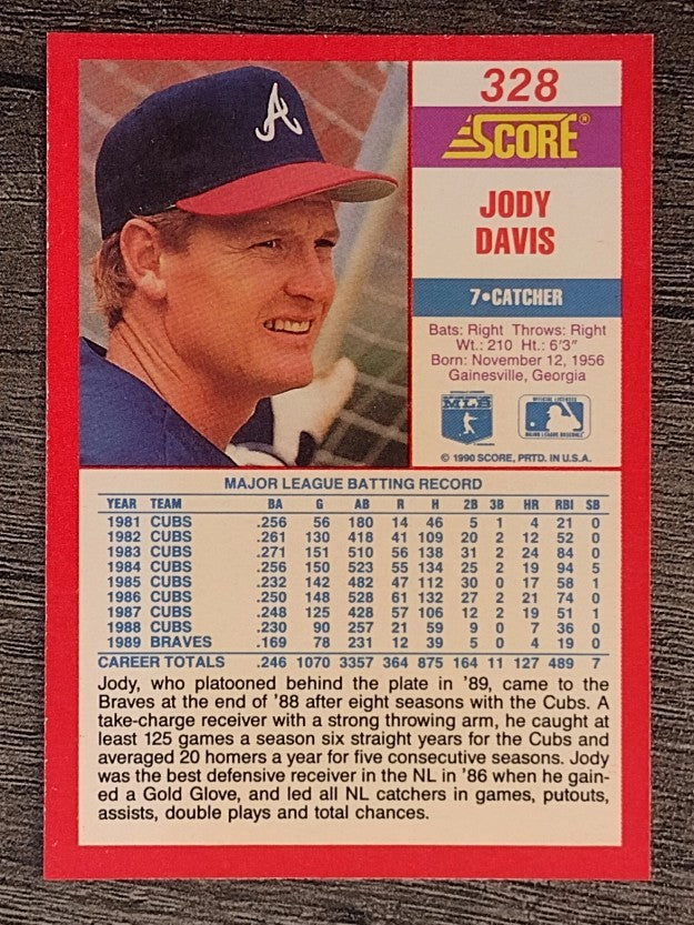 1990 Score #328 Jody Davis