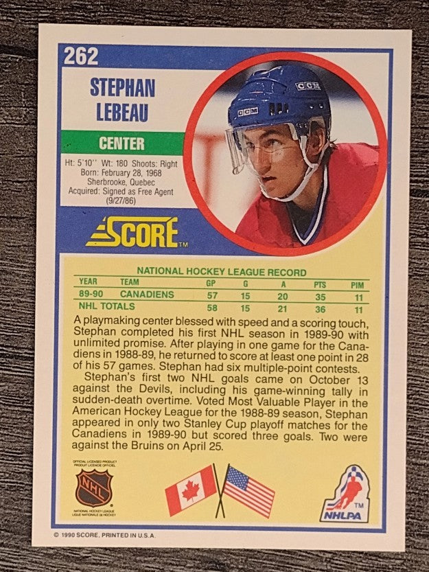 1990-91 Score #262 Stephan Lebeau RC