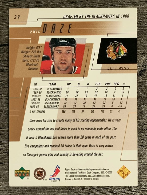 2000-01 Upper Deck #39 Eric Daze