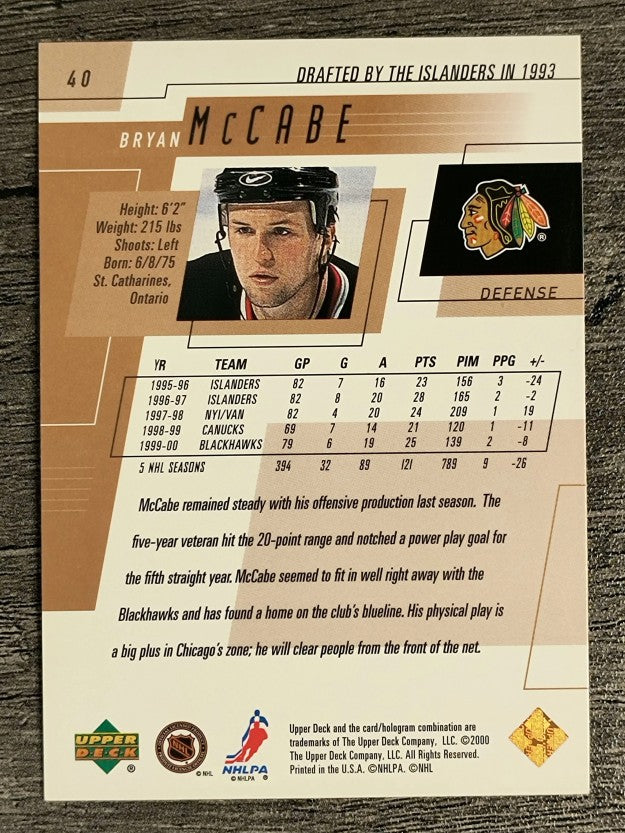 2000-01 Upper Deck #40 Bryan McCabe