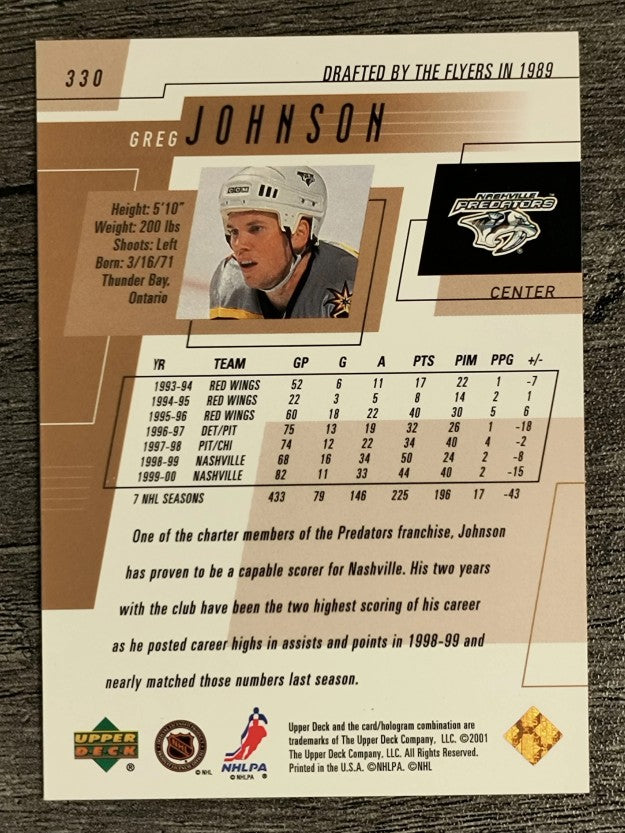 2000-01 Upper Deck #330 Greg Johnson