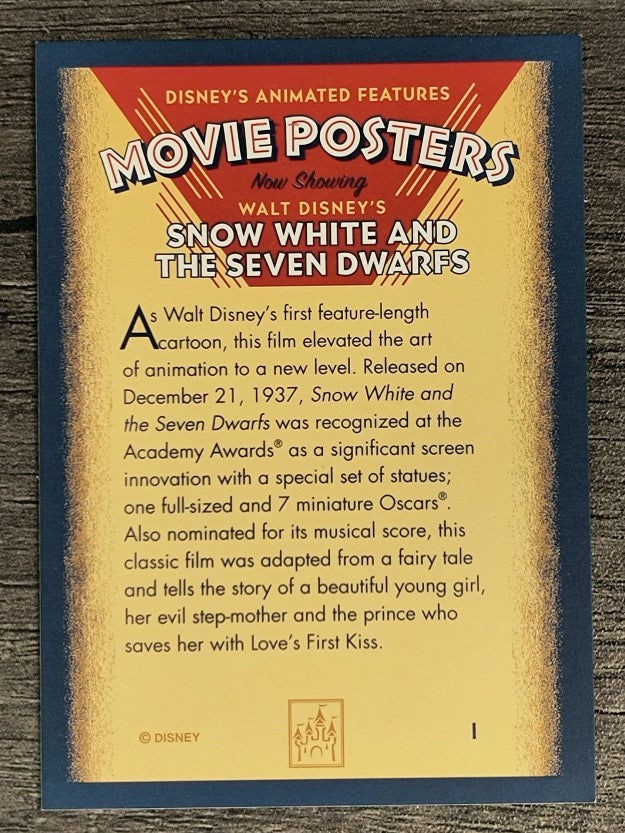 1997 Disney Animated Movie Poster Trading Cards #1 Snow White