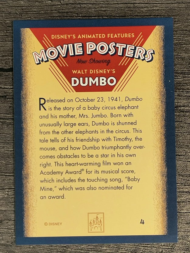 1997 Disney Animated Movie Poster Trading Cards #4 Dumbo