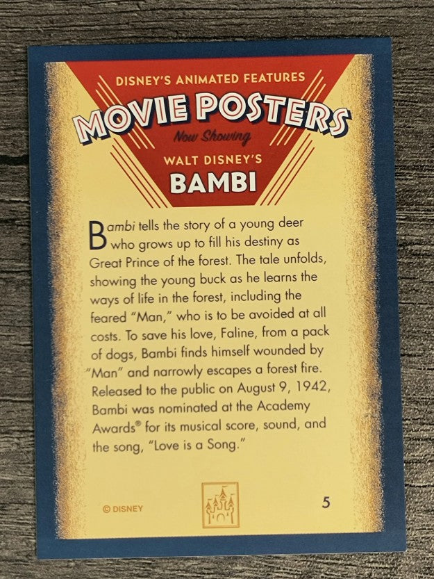 1997 Disney Animated Movie Poster Trading Cards #5 Bambi