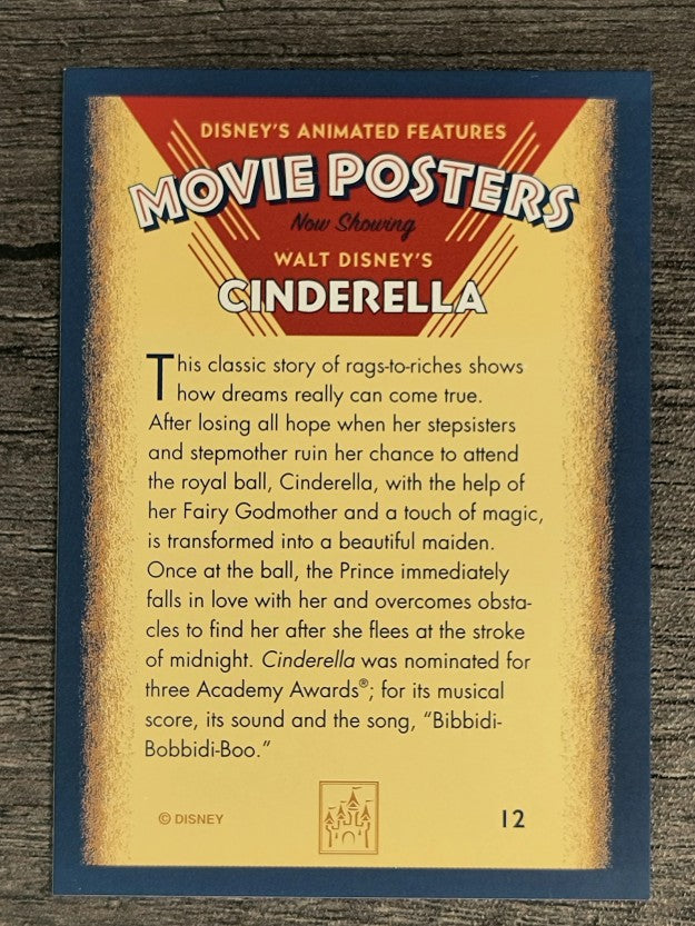 1997 Disney Animated Movie Poster Trading Cards #12 Cinderella