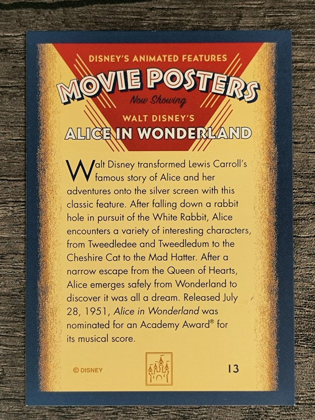 1997 Disney Animated Movie Poster Trading Cards #13 Alice in Wonderland