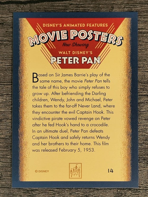 1997 Disney Animated Movie Poster Trading Cards #14 Peter Pan