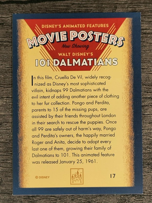 1997 Disney Animated Movie Poster Trading Cards #17 101 Dalmations