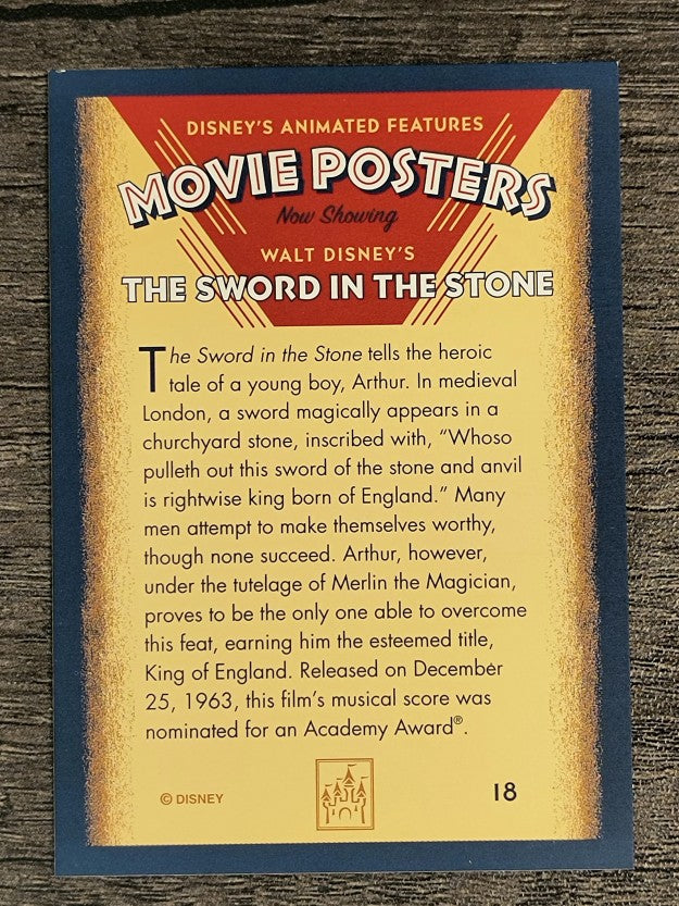 1997 Disney Animated Movie Poster Trading Cards #18 The Sword in the Stone