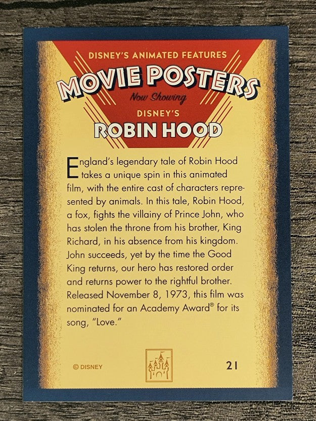 1997 Disney Animated Movie Poster Trading Cards #21 Robin Hood