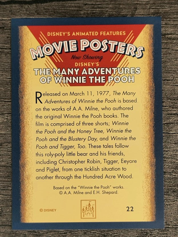 1997 Disney Animated Movie Poster Trading Cards 22 Adventures of Winnie the Pooh