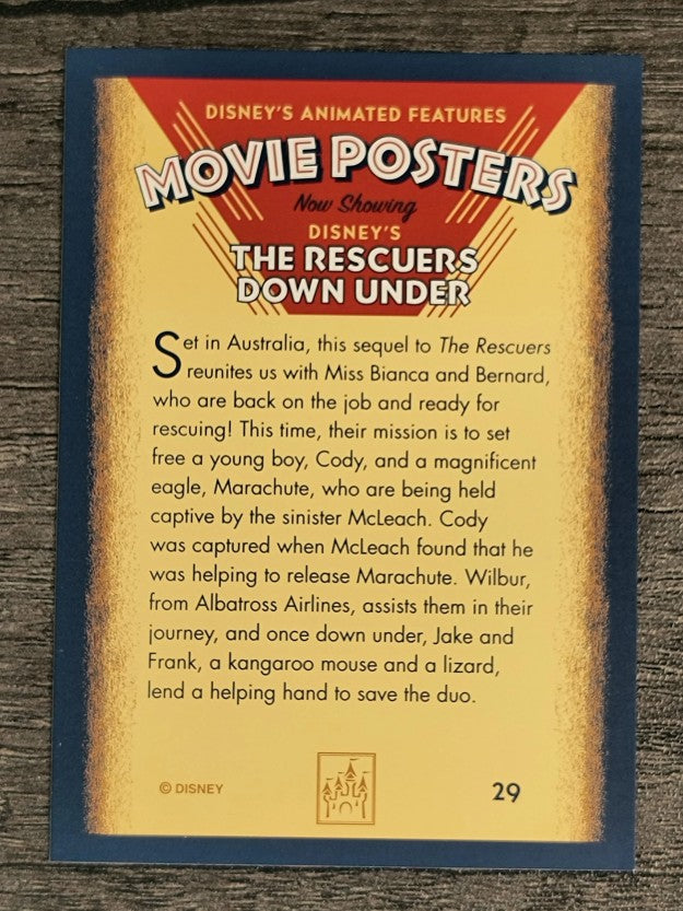1997 Disney Animated Movie Poster Trading Cards #29 The Rescuers Down Under