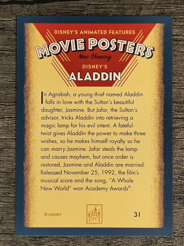 1997 Disney Animated Movie Poster Trading Cards #31 Aladdin