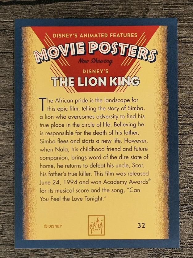 1997 Disney Animated Movie Poster Trading Cards #32 The Lion King
