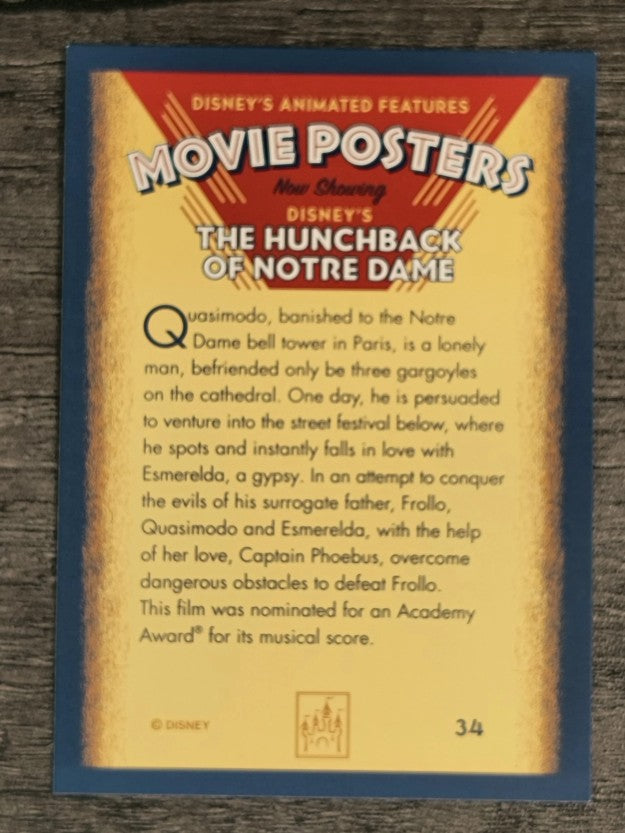 1997 Disney Animated Movie Poster Trading Cards #34 The Hunchback of Notre Dame