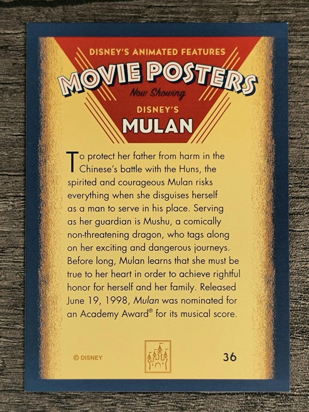 1997 Disney Animated Movie Poster Trading Cards #36 Mulan