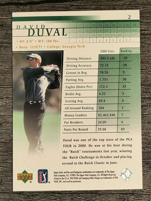 2001 Upper Deck #2 David Duval RC