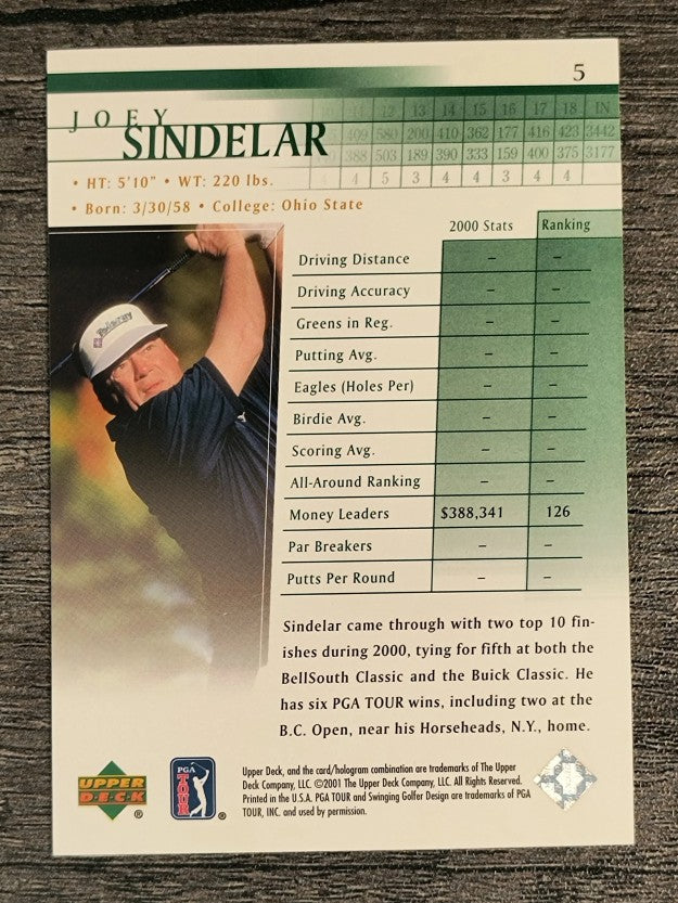 2001 Upper Deck #5 Joey Sindelar