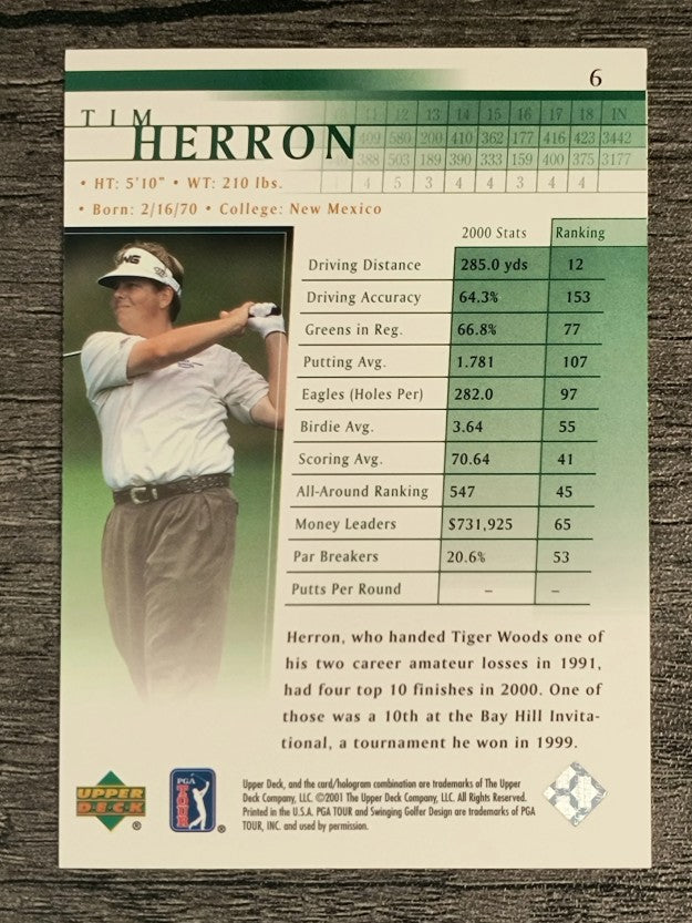 2001 Upper Deck #6 Tim Herron RC