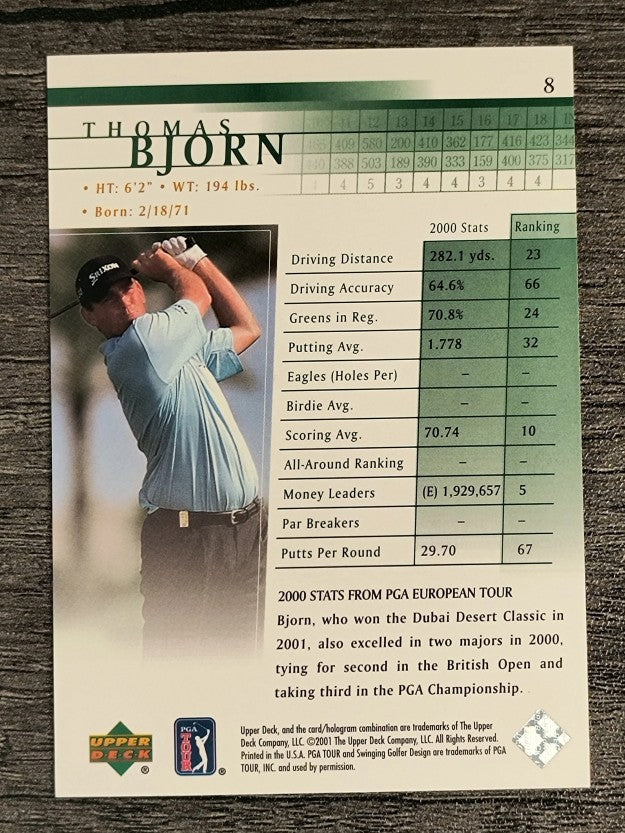 2001 Upper Deck #8 Thomas Bjorn RC