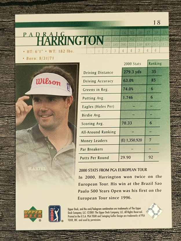 2001 Upper Deck #18 Padraig Harrington RC