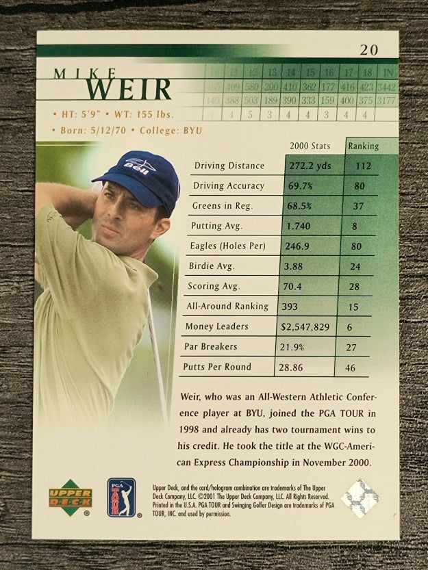 2001 Upper Deck #20 Mike Weir RC