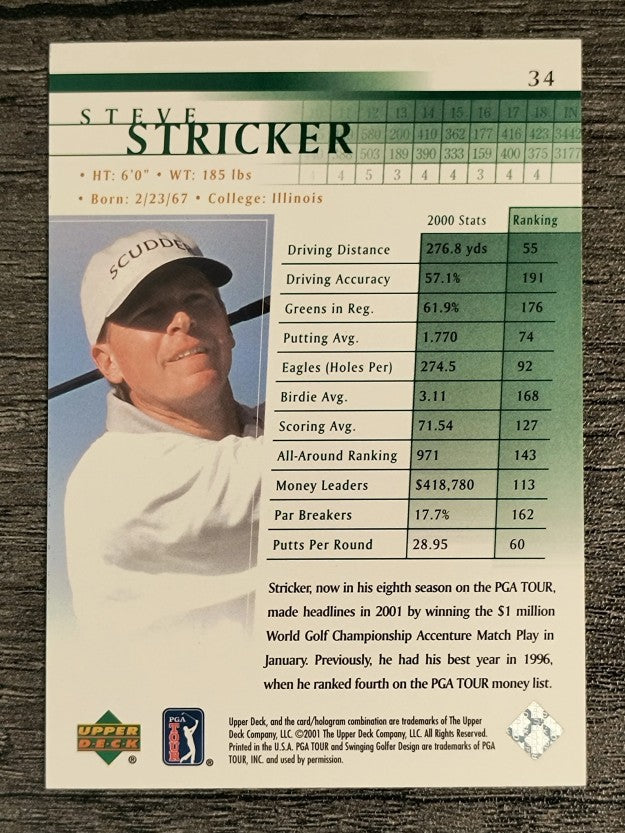 2001 Upper Deck #34 Steve Stricker RC