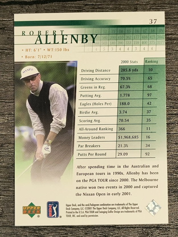 2001 Upper Deck #37 Robert Allenby RC