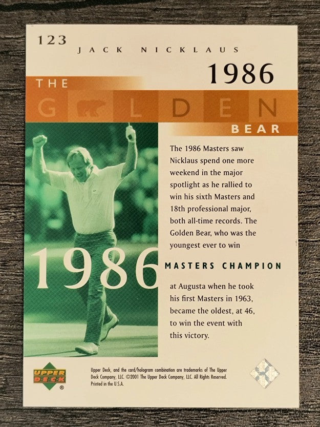 2001 Upper Deck #123 J.Nicklaus GB 86 Masters