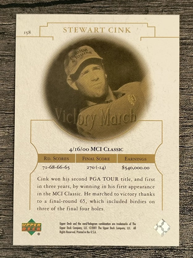 2001 Upper Deck #158 Stewart Cink VM