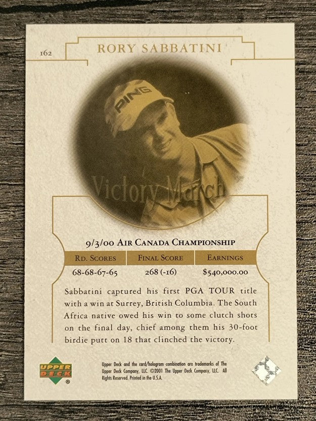 2001 Upper Deck #162 Rory Sabbatini VM